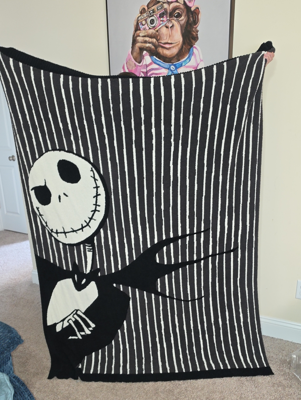 New BAREFOOT DREAMS COZYCHIC DISNEY JACK SKELLINGTON THROW BLANKET 54X72